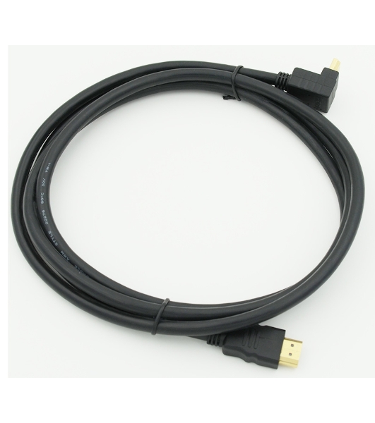 Кабель HDMI 2м, 19pin to 19pin, 1 угловой разъем, черный 