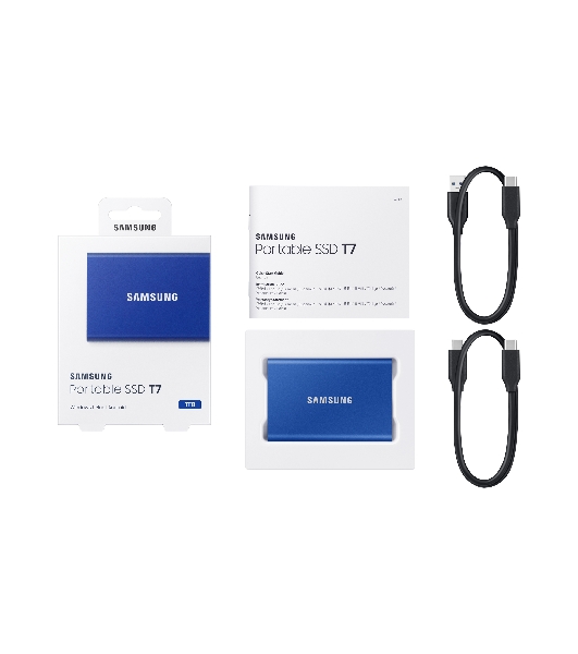 Внешний SSD Samsung T7, 1TB, USB 3.2 Gen 2 Type-C, R/W 1050/1000, синий