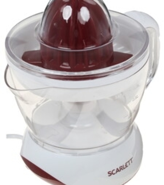 Соковыжималка Scarlett SC-JE50C06 белый/коричневый, цитрусовая, 25 Вт, 700 мл, механическое
