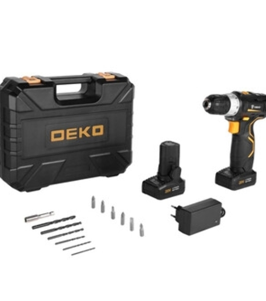 Дрель-шуруповерт Deko GCD20DU PRO, 20 В, 2 Ач, 42 Нм, щеточный