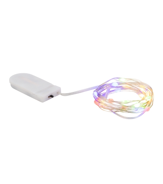 Гирлянда Neon-night 'Роса' с крупными каплями 2 м, 20 LED, цвет свечения мультиколор, 2хCR2032 в комплекте, тонкий батарейный блок