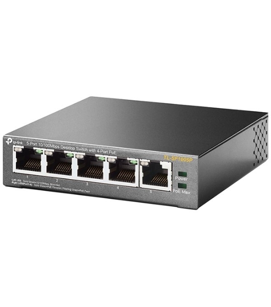 Коммутатор TP-Link SMB TL-SF1005P 5-портовый 10/100 Мбит/с настольный коммутатор с 4 портами PoE
