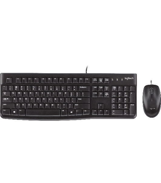 Комплект клавиатура+мышь Logitech MK120 проводной, USB, 1000 DPI, чёрный(заводская гравировка)