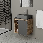 Тумба Bau Dream Blackwood 60 правая, графит, раковина BAU Cerama 48х37 темно-серая матовая, смеситель Hotel Dream, нерж. сталь, фото6