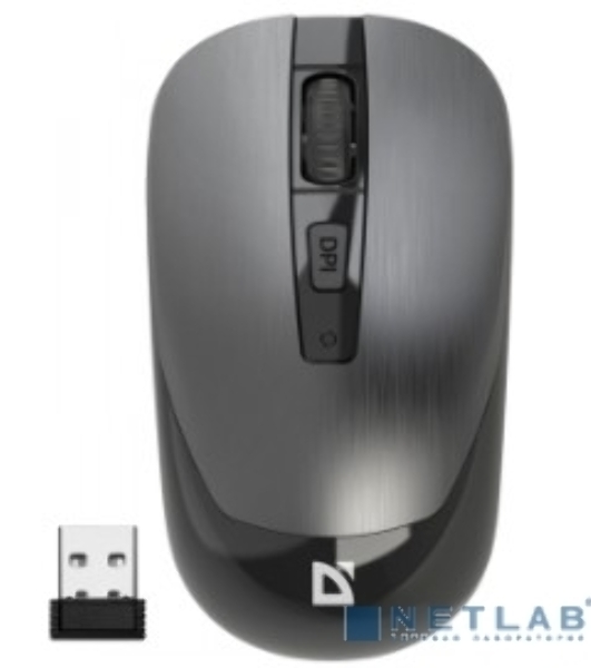 Мышь беспроводная Defender Wave MM-995 серебристый, 1600 dpi, радиоканал, USB, кнопки - 4