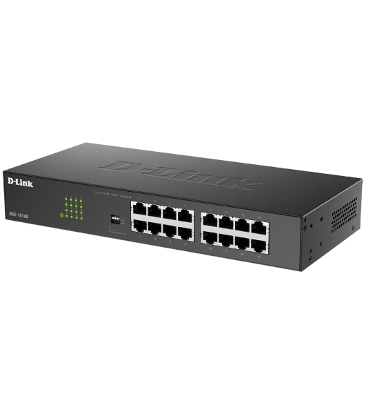 Коммутатор D-Link DGS-1016D/J1A, 16×1 Гбит/с, неуправляемый