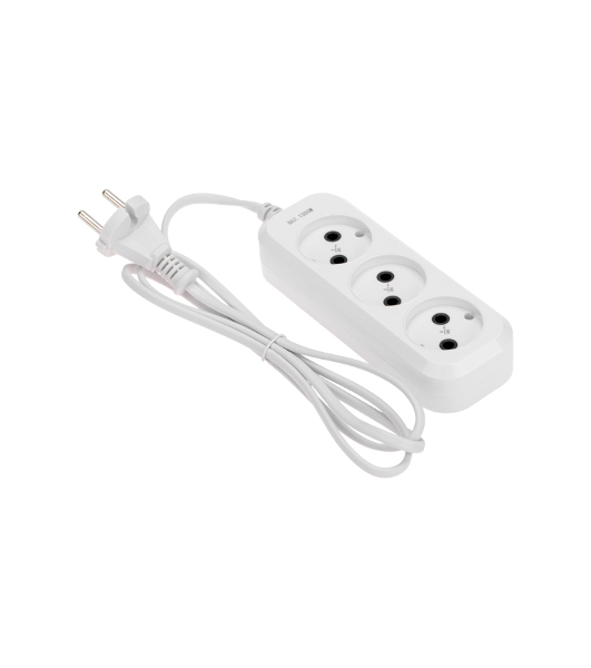 Удлинитель PROconnect 3 гнезда, 1,5 м, 2х0,75 мм², б/з, белый