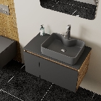 Комплект: тумба Bau Dream Blackwood графит 80, раковина BAU Cerama 48х37, темно-серая, смеситель Hotel Dream, нерж сталь, выпуск клик клак хром, фото8