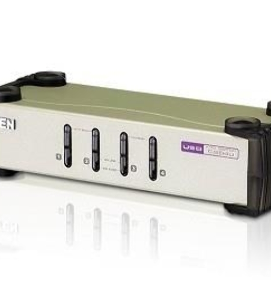 Переключатель ATEN CS84U(-AT) 4-портовый KVM-переключатель 1 user(HDB15(SVGA Female)+KBD(PS/2)+MOUSE(PS/2), KVM-порты: SPHD18(Female). В комплекте: кабели KVM (2L-5201P)-4шт. Не требует внешнего питания