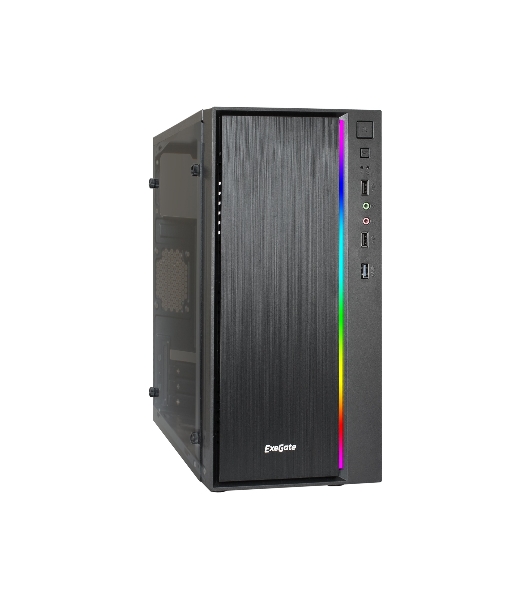 Компьютерный корпус Minitower ExeGate mEVO-9301 Black-RGb light, ATX, (600NPX), 2*USB+1*USB 3.0, HD Audio