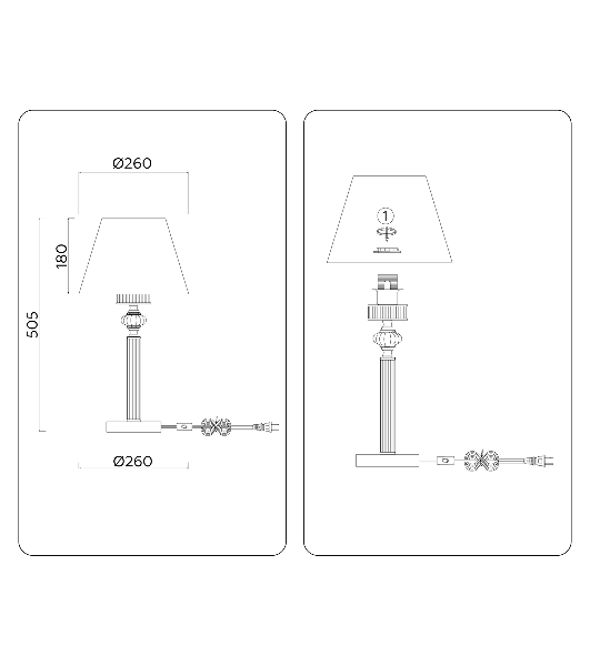 Светильник Ambrella light LH71007 BN/WH никель/белый E14 max 40W D260*505