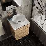 Тумба Bau Dream Blackwood 50 с дверцей, раковина BAU Crystal 40х40, смеситель для раковины высокий Hotel Black, черный, выпуск клик клак, черный, фото6