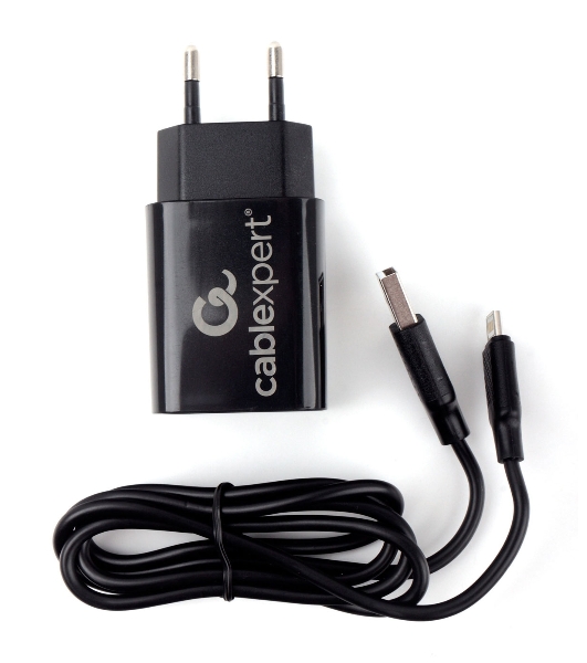 Сетевое зарядное устройство Cablexpert MP3A-PC-36 USB 2 порта, 2.4A, черный + кабель 1м lightning