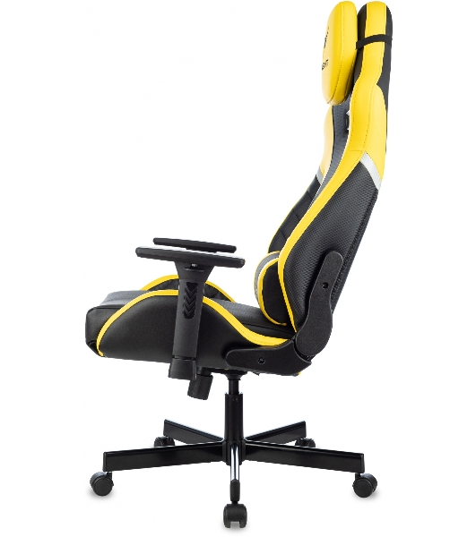 Кресло игровое Knight Thunder 5X черный/желтый эко.кожа крестов. металл