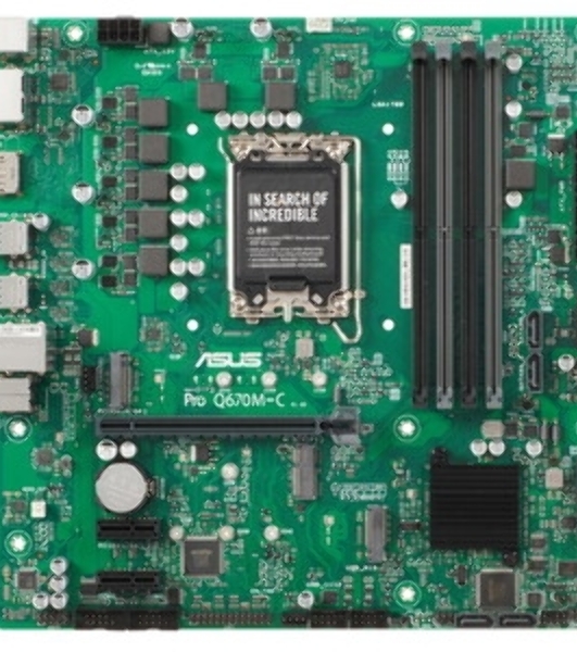 Материнская плата ASUS Pro Q670M-C-CSM, LGA 1700, Intel Q670, 4xDDR5, 6xSATA, 2xM.2, 1xPCIe 4.0 x16, 1xHDMI, 2xDP, 1x1Gb LAN, 4xUSB-A 3.2 Gen 2, 3x3.5 мм, 7.1, mATX