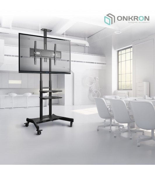 Стойка для телевизора с кронштейном ONKRON TS1881 50'-86', мобильная, черный