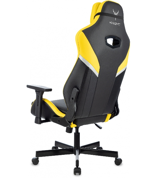 Кресло игровое Knight Thunder 5X черный/желтый эко.кожа крестов. металл