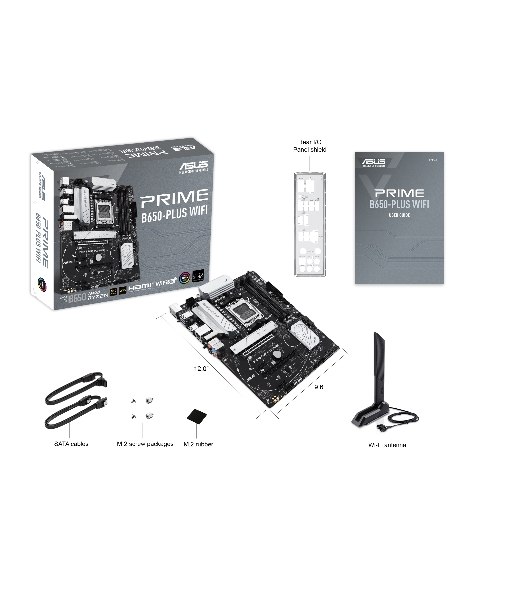 Материнская плата ASUS PRIME B650-PLUS WIFI, AM5, AMD B650, 4xDDR5, 4xSATA, 2xM.2, 1xPCIe 4.0 x16, 2xPCIe 4.0 x1, 1xDP, 1xHDMI, 1x2.5Gb LAN, Wi-Fi 6E, Bluetooth 5.3, 4xUSB-A 10Gbps, 2xUSB-A 5Gbps, 2xUSB-A 2.0, 5x3.5 мм, 7.1, ATX