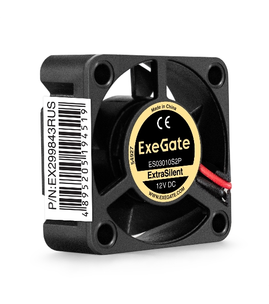 Вентилятор корпусной ExeGate ExtraSilent ES03010S2P, 30x30 мм, 8000 об/мин, 18 дБ, 2-pin, без подсветки
