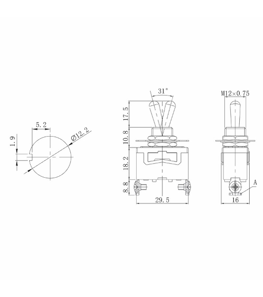 Тумблер Rexant 250V 15А (2c) ON-OFF однополюсный (KN-101) Индивидуальная упаковка 1 шт