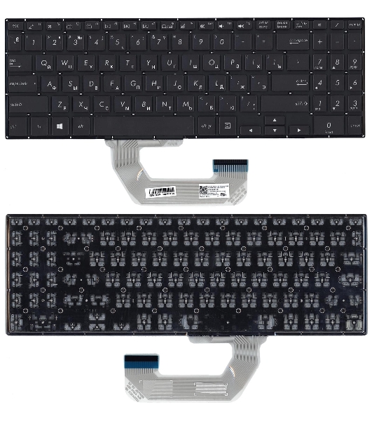Клавиатура для ноутбука Asus UX561UD Q535UD черная без рамки, с подсветкой