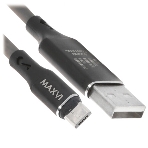 Кабель Maxvi MC-01F black USB-A - microUSB, 2A Плоский кабель, ток макс. нагрузки 2А, макс. напряжение 5V; стандарт USB 2.0; длина 1м, материал PVC, черный, фото6