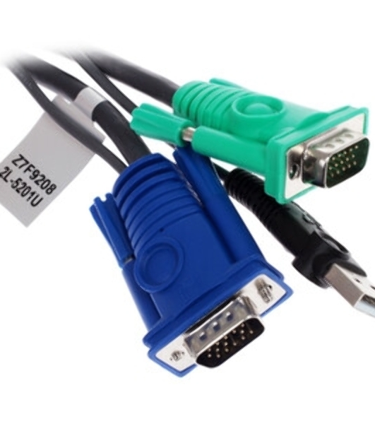 Кабель KVM ATEN 2L-5201U USB(тип А Male)+HDB15(Male) <-> SPHD15(Male) 1,2м., черный.