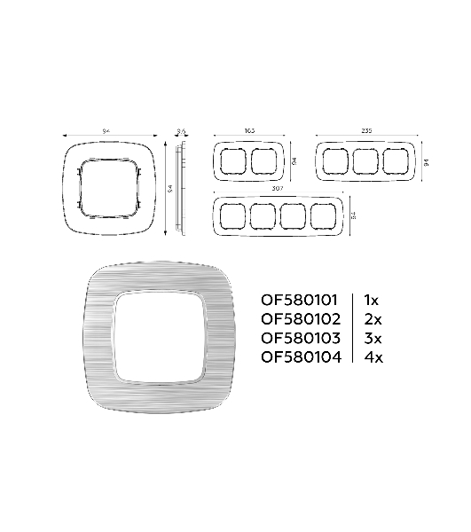 Рамка OMEGA Radian (Серебро Металл шлифованный) 4-ая OF580104