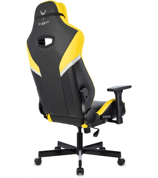 Кресло игровое Knight Thunder 5X черный/желтый эко.кожа крестов. металл