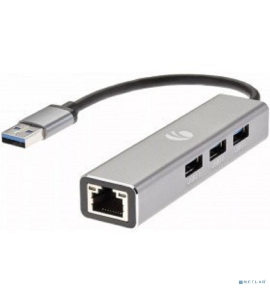 Переходник VCOM USB 3.0 -->RJ-45 1000Mbps+3 USB3.0, Aluminum Shell, 0.2м DH312A