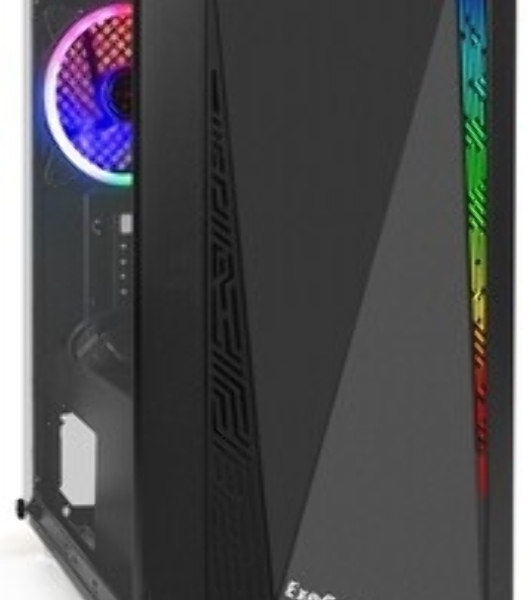 Компьютерный корпус Minitower ExeGate Mistery R2-NPX400 (mATX, БП 400NPX с вент. 12 см, 2*USB+1*USB 3.0, аудио, черный, 1 вент. 12см с RGb подсветкой и полоса на передней панели, боковая панель - закаленное стекло)