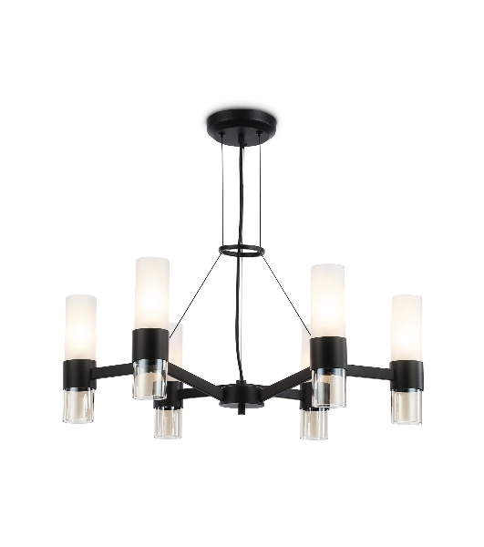 Люстра Ambrella light LH55104/6 BK/FR/TI черный/белый матовый/янтарь E14*6 max 40W D650*1080