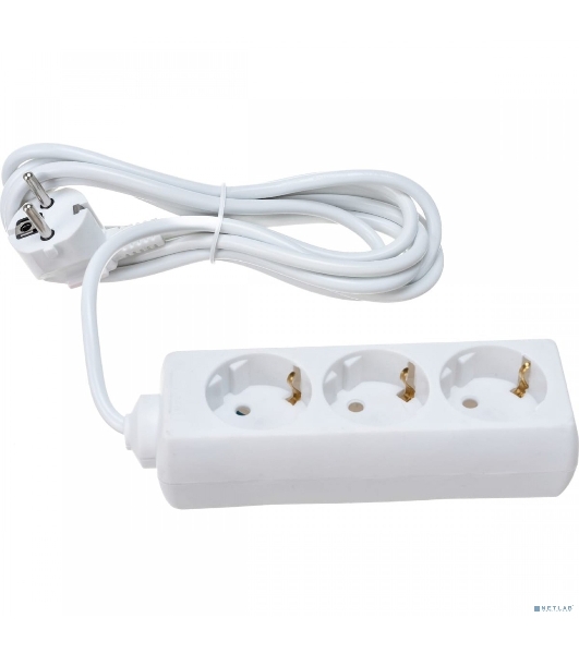 Удлинитель ExeGate ECE-3-3W (EX285806RUS), белый, 3 м, Евровилка с заземлением, 3 евророзетки с заземлением, 2200 Вт
