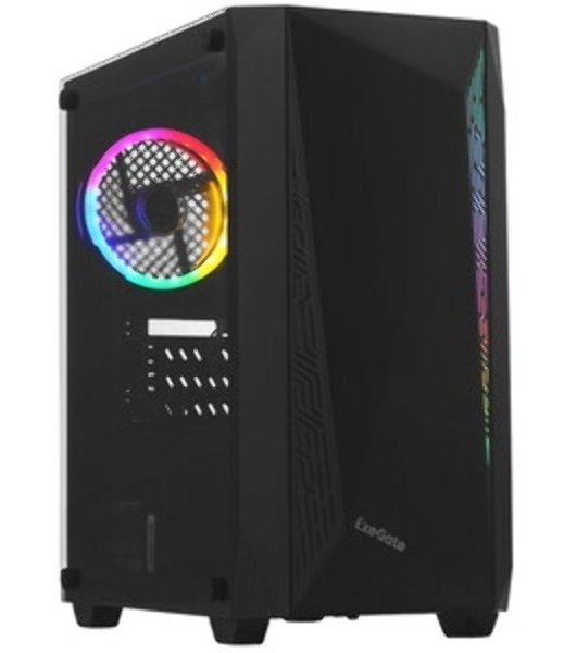 Компьютерный корпус Minitower ExeGate Mistery R2-NPX400 (mATX, БП 400NPX с вент. 12 см, 2*USB+1*USB 3.0, аудио, черный, 1 вент. 12см с RGb подсветкой и полоса на передней панели, боковая панель - закаленное стекло)