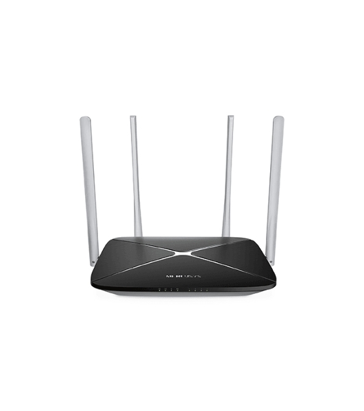 Беспроводный маршрутизатор Mercusys AC12, Dual Band, (867Мбит/с на 5 ГГц + 300Мбит/с на 2,4 ГГц)4 порта 100 Мбит/с, 4 фиксированных антенны