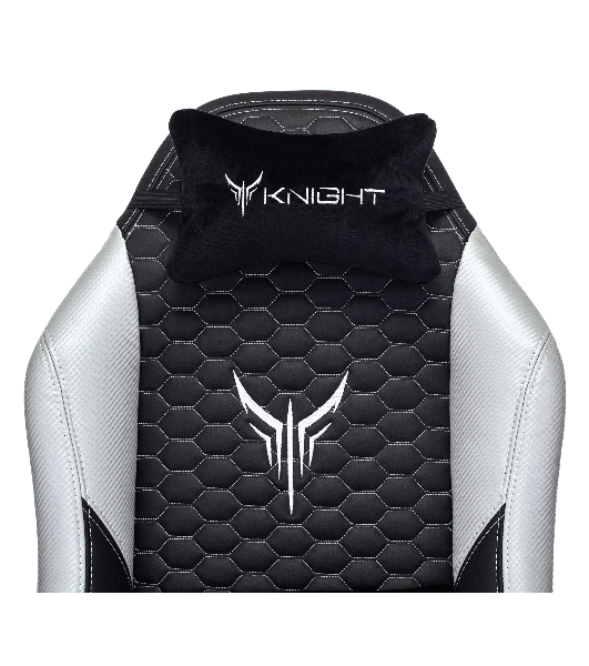 Кресло Knight Neon черный/серебряный, экокожа, 120 кг, механизм качания