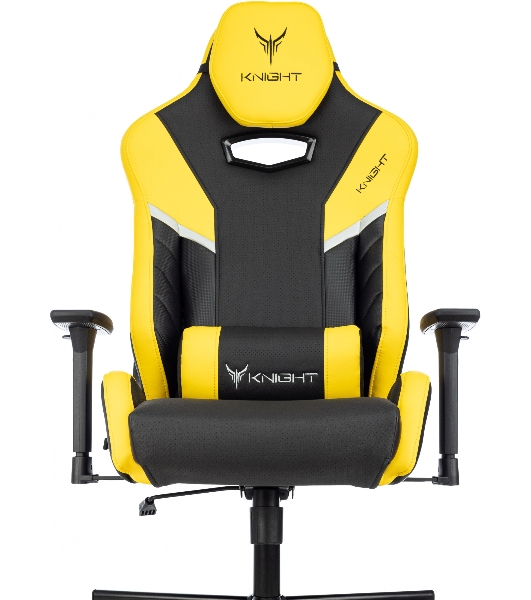 Кресло игровое Knight Thunder 5X черный/желтый эко.кожа крестов. металл