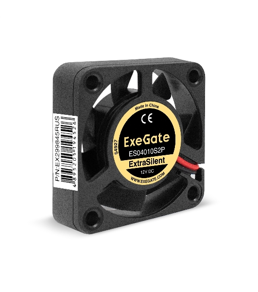 Вентилятор корпусной ExeGate ExtraSilent ES04010S2P, 40 мм, 4000 об/мин, 19 дБ, 2-pin, без подсветки