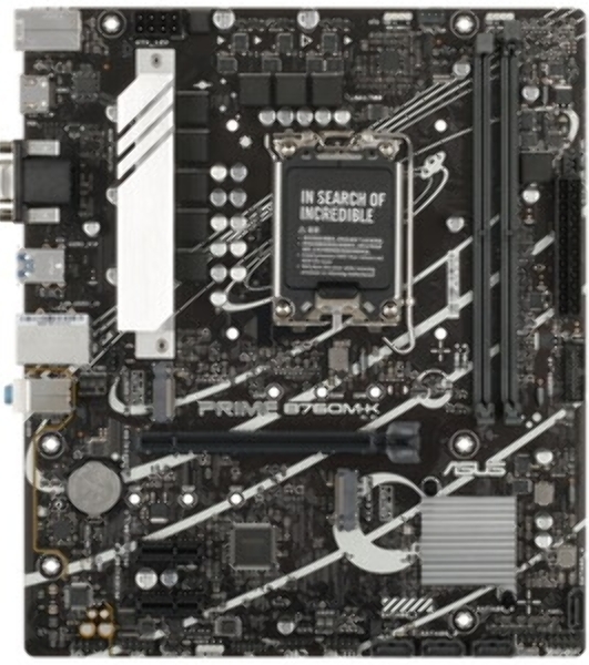 Материнская плата ASUS PRIME B760M-K, LGA 1700, Intel B760, 2xDDR5, 4xSATA, 2xM.2, 1xPCIe 4.0 x16, 2xPCIe x1, 1xHDMI, 1xVGA, 1x 2.5Gb LAN, 2xUSB-A 3.2 Gen 1, 2xUSB-A 2.0, 3x3.5 мм, 7.1, mATX