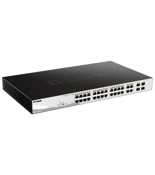 Коммутатор D-Link DGS-1210-28P/F5A, 24×1 Гбит/с + 4×1 Гбит/с Combo, настраиваемый
