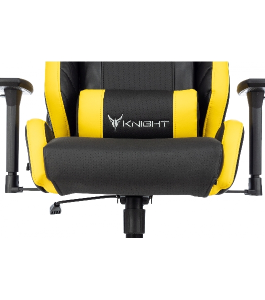 Кресло игровое Knight Thunder 5X черный/желтый эко.кожа крестов. металл