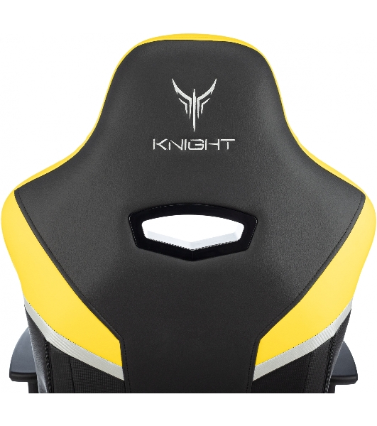 Кресло игровое Knight Thunder 5X черный/желтый эко.кожа крестов. металл