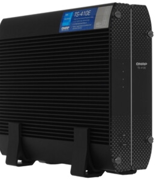 Сетевое хранилище SMB QNAP TS-410E-8G NAS fanless 4 2.5 SSD trays. Intel Celeron J6412 4-core 2.0-2.6 GHz, 8 Gb RAM (max), 2x2.5 GbE, 4xUSB 3.2 Gen 2 (10Gbps),1xHDMI