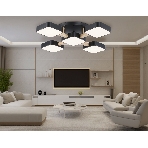 Светильник Ambrella light FL4883/5 BK/WD черный/дерево 90W 3000-6000K 675*675*110 (без ПДУ), фото3