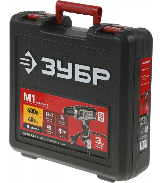 Дрель-шуруповерт Зубр ДШ-М1-400-2 К, 400 Вт, 40 Нм, щеточный