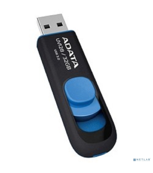 Флешка USB ADATA UV128 (AUV128-32G-RBE), 32Gb, USB 3.0, R/W 100/30, черный/синий