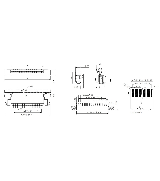 Разъем FPC Half Coverage Bottom Contact 0.8K-BX-20PWB 20 pin высота 2мм шаг 0,8мм