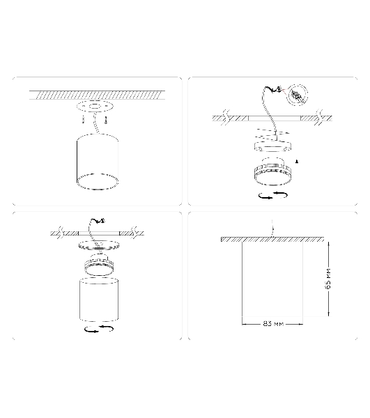 Светильник Ambrella light TN5306 BK/GD черный/золото GX53 max 15W D83*65