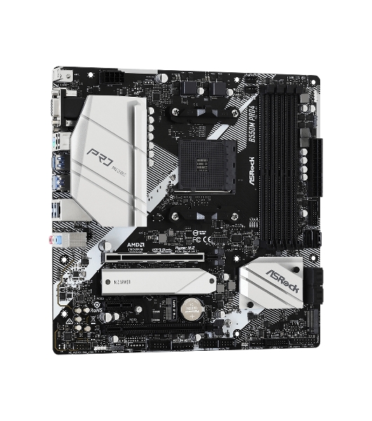 Материнская плата ASRock B550M Pro4, AM4, AMD B550, 4xDDR4, 6xSATA, 2xM.2, 1xPCI-E 3.0 x16, 1xPCI-E 4.0 x16, 1xDisplayPort, 1xHDMI, 1xVGA, 1x 1Gb LAN, 3x3.5 мм, 7.1, Micro-ATX