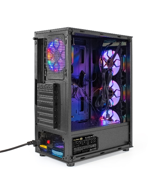 Компьютерный корпус Miditower ExeGate i3 BASE-EVO800 (ATX, БП EVO800RGb с вент. 12 см, с окном, 1хUSB+1хUSB 3.0, аудио, 4 вент. 12см с RGb подсветкой)